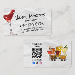 beverage bartender business   Torn Paper Business Card