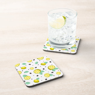 Beverage coaster with a modern pattern of leaves.