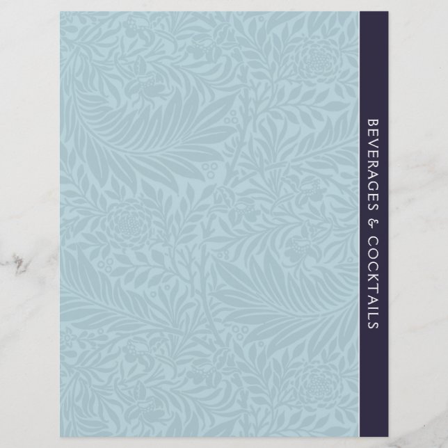 Beverages | Recipe Divider | Vintage Blue Floral (Front)
