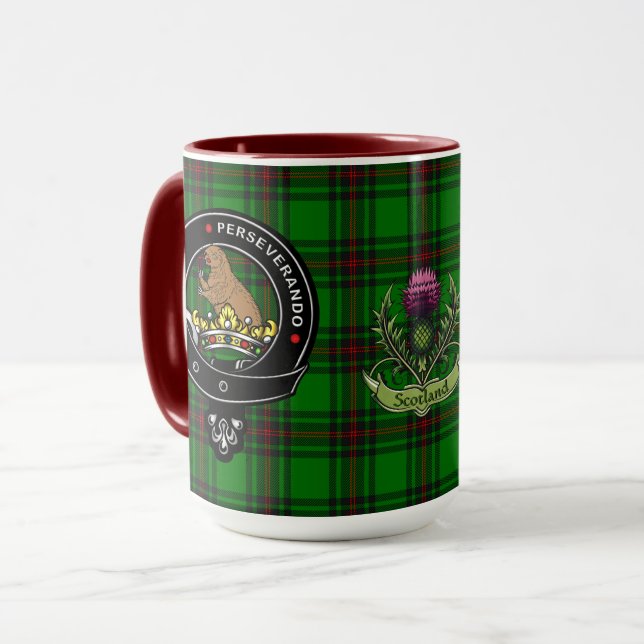 Beveridge Clan Badge & Tartan Mug (Front Left)