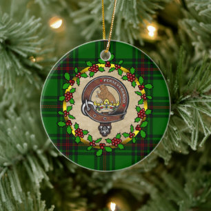 Beveridge Clan Badge & Tartan Personalized Xmas Ceramic Ornament