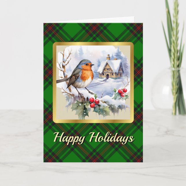 Beveridge Crest & Tartan w/Robin Personalized  Card (Front)