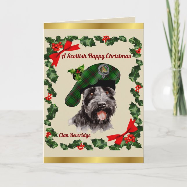 Beveridge Scottie Dog Personalized Xmas Card (Front)