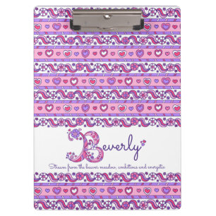 Beverley name meaning hearts letter B clipboard