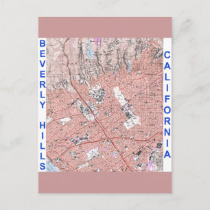 Beverly Hills California Physical Map 1995 Postcard