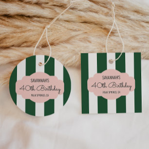 Beverly Hills Green & Pink Birthday Party Favour Tags