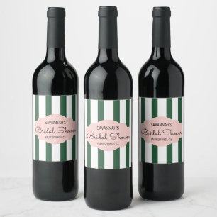 Beverly Hills Pink & Green Bridal Shower Wine Label