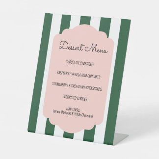 Beverly Hills Pink & Green Dessert Menu Pedestal Sign