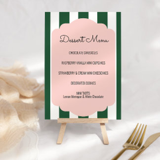 Beverly Hills Pink & Green Dessert Menu Sign Invitation