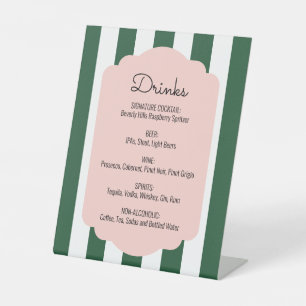 Beverly Hills Pink & Green Drink Menu Pedestal Sig Pedestal Sign