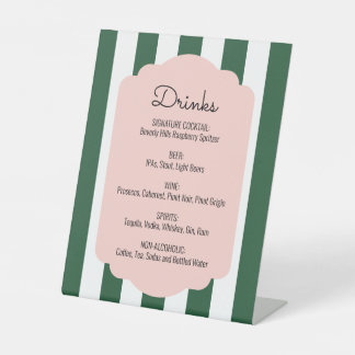Beverly Hills Pink & Green Drink Menu Pedestal Sig Sign