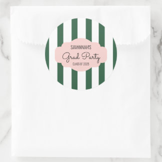 Beverly Hills Pink & Green Grad Party Classic Round Sticker