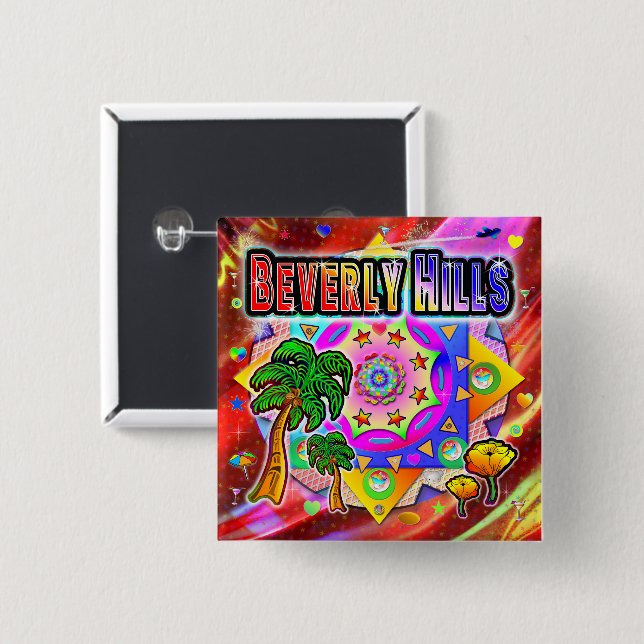 Beverly Hills Tropical Friends Button (Front & Back)