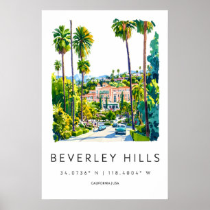 Beverly Hills Watercolor 2 Poster