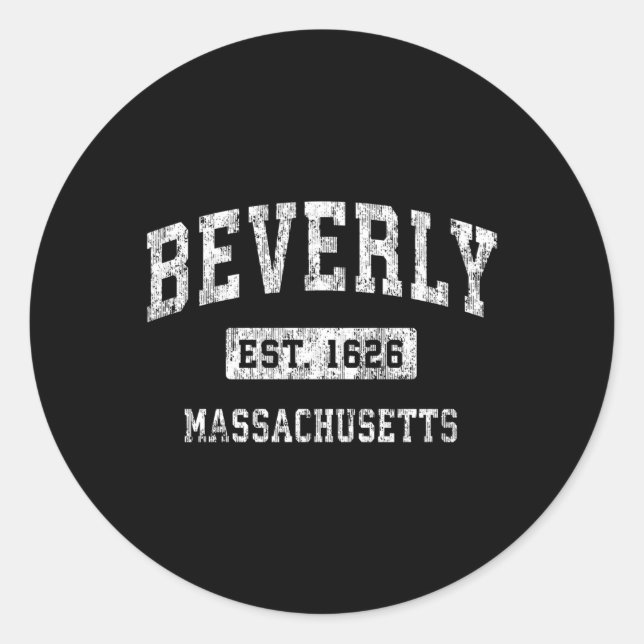Beverly Massachusetts Ma Established Sports Classic Round Sticker (Front)