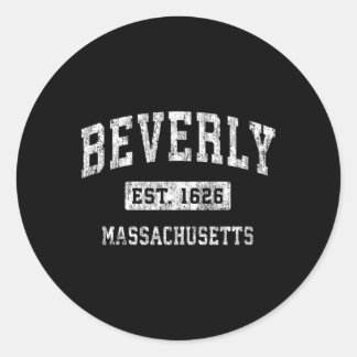 Beverly Massachusetts Ma Established Sports Classic Round Sticker