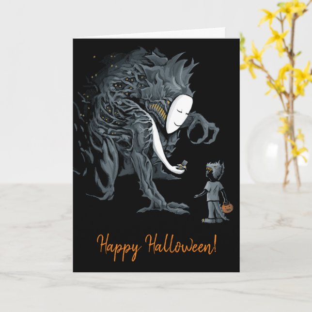 Beware a Trick on Halloween Card (Yellow Flower)