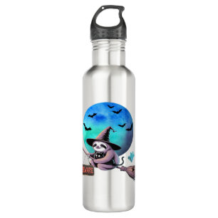Beware Cute Witch Sloth Flying on Broom Halloween  710 Ml Water Bottle