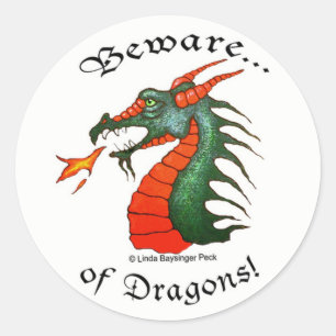 Beware Dragons Classic Round Sticker