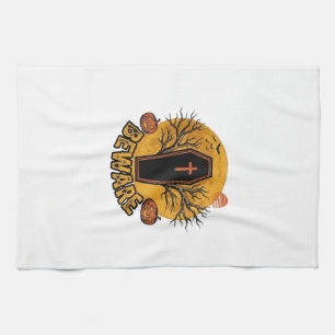 Beware Halloween Coffin Pumpkin Vintage Shirt Desi Kitchen Towel