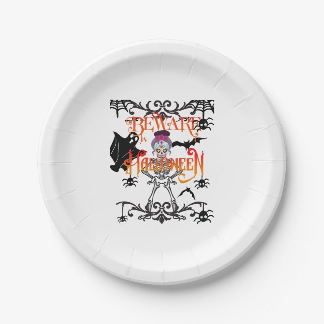 Beware Halloween Paper Plate (Front)