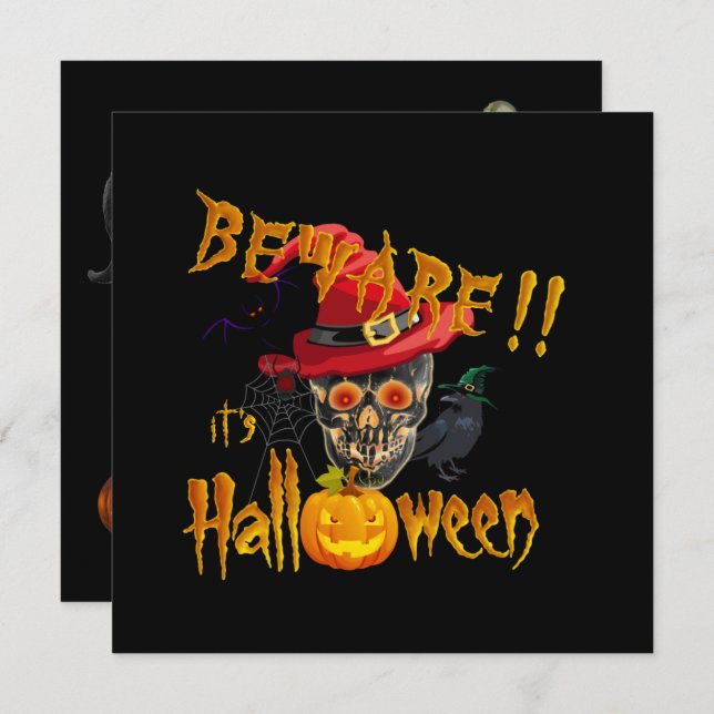 Beware it's Halloween Creepy & Scary Party Bash Invitation (Front/Back)