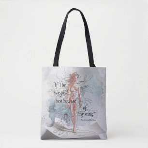 "Beware My Sting" Modern Watercolor Feminist Tote Bag