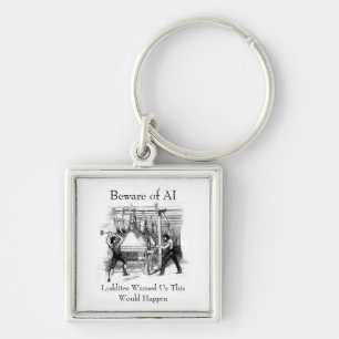 Beware of AI - Luddites Warned Us Keychain