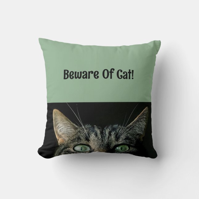 Beware Of Cat Square Pillow (Front)