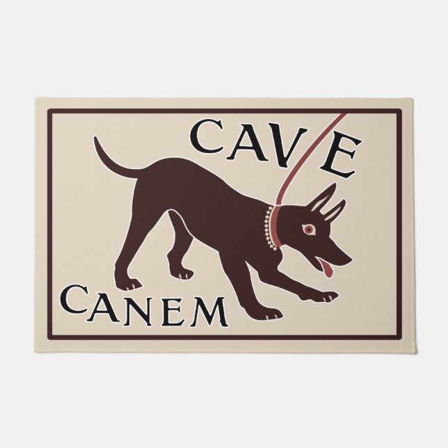Beware of Dog "Cave Canem" Greco-Roman Image Doormat (Front)