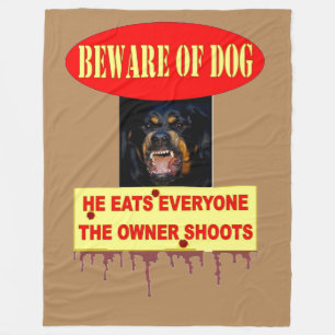 BEWARE OF DOG FLEECE BLANKET