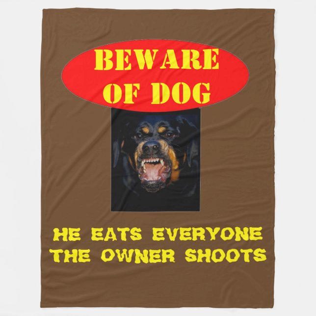 BEWARE OF DOG FLEECE BLANKET (Front)