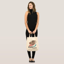 Beware of Dog Kisses Tote: White and Tan Pit Bull