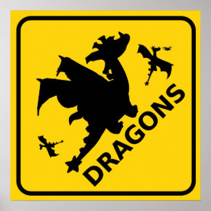 Beware of Dragons Warning Sign