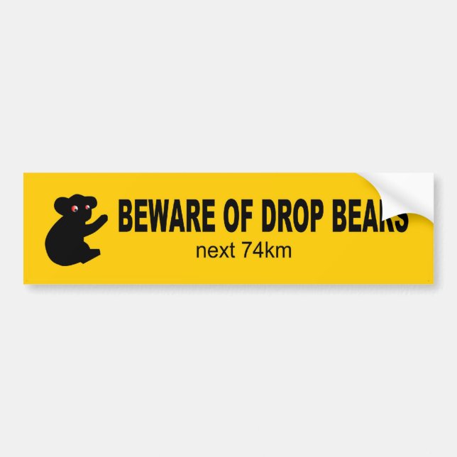 Beware of Drop Bears Funny Aussie Bumper Sticker (Front)
