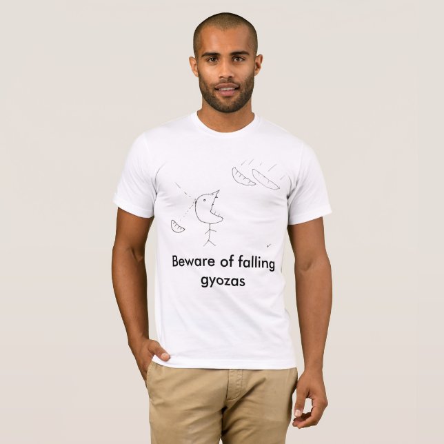 "Beware of falling gyozas" t-shirt (Front Full)