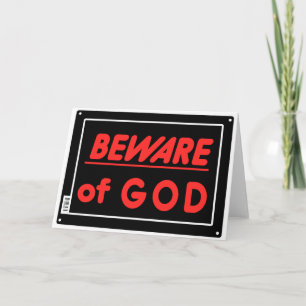 Beware of God Parody Yard Sign Card