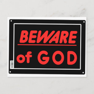 Beware of God Parody Yard Sign Postcard