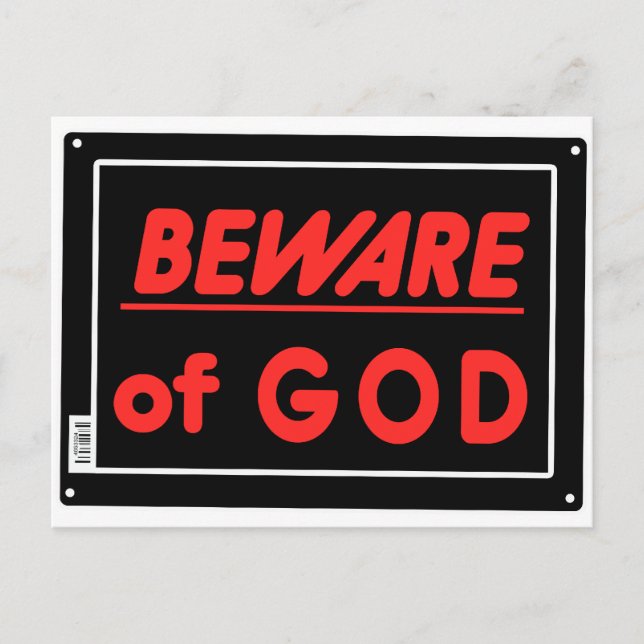 Beware of God Parody Yard Sign Postcard (Front)