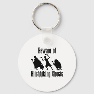 Beware Of Hitchhiking Ghosts Funny Halloween Gifts Keychain