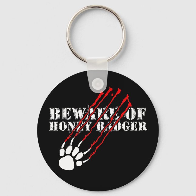 Beware of honey badger keychain (Front)