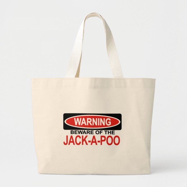Beware Of Jack-A-Poo Large Tote Bag (Front)