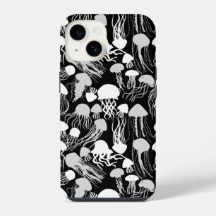 Beware of Jellyfish.w.b Black BG iPhone 14 Case