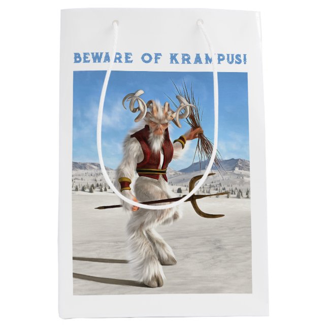 Beware of Krampus! Medium Gift Bag (Front)