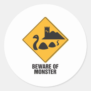 Beware Of Loch Ness Monster Classic Round Sticker