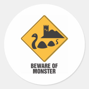 Beware Of Loch Ness Monster Classic Round Sticker