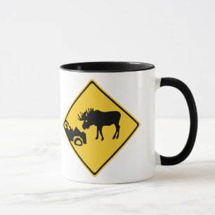 Beware of Moose, Traffic Sign, Canada Mug