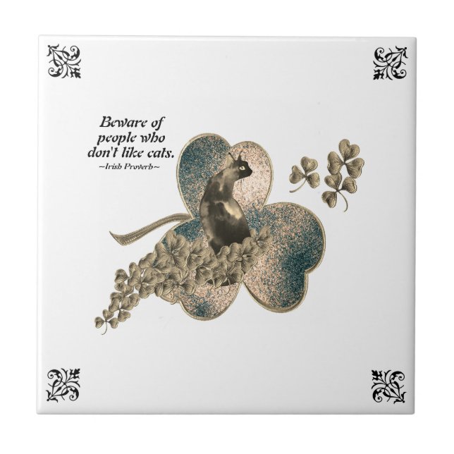 Beware of People Who Don't Like Cats, Elegant  Tile (Front)