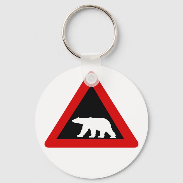 Beware of Polar Bears, Traffic Sign, Norway Keychain (Front)