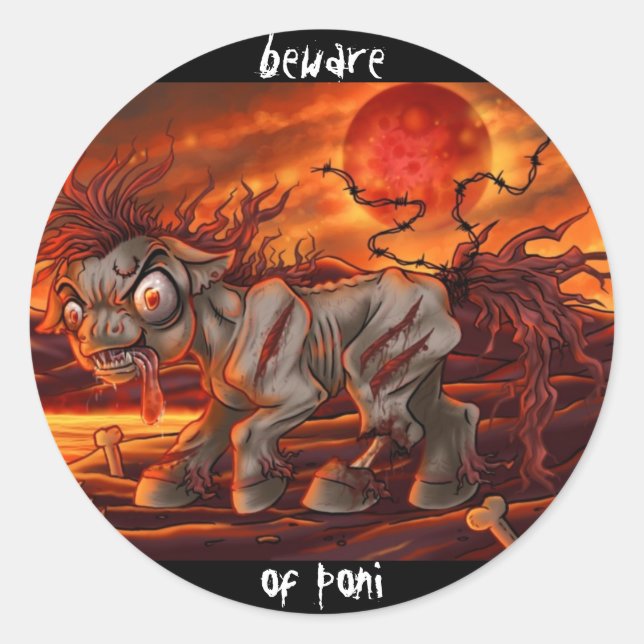 beware of poni sticker (Front)